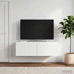 vidaXL Meuble TV mural Montage mural Blanc brillant 98 x 41 x 30 cm