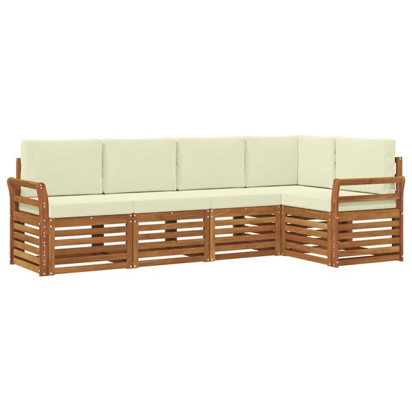 vidaXL Ensemble de canapés d'extérieur 5 pc Naturel et Crème Polyester