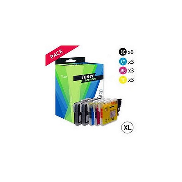 Compatible Brother LC1100VALBP Cartouches Pack 15 Noires et couleurs
