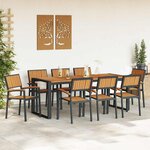 vidaXL Ensemble de salle à manger pour jardin 9 Pièces Noir et marron