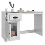 vidaXL Bureau avec tiroir blanc brillant 115x50x75cm bois d'ingénierie