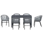 vidaXL Ensemble de salle à manger pour jardin 7 Pièces Gris Poly rotin