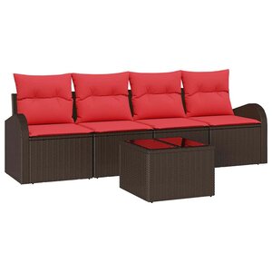 vidaXL Ensemble de canapé de jardin 5 Pièces Beige Rouge 55 x 55 x 37 cm