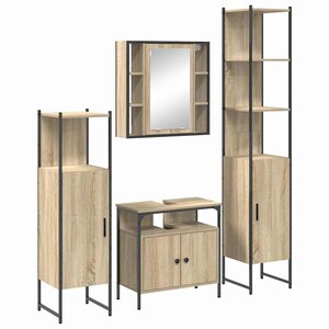 vidaXL Ensemble de mobilier de salle de bain 4 Pièces Chêne Sonoma