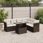 vidaXL Salon de jardin avec coussins 7 Pièces marron résine tressée