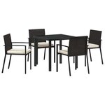 vidaXL Ensemble de salle à manger pour jardin 5 Pièces Noir Poly rotin