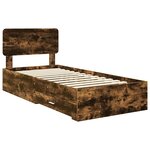 vidaXL Cadre de lit Chêne fumé 90 x 200 cm Bois d'ingénierie