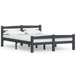 vidaXL Cadre de lit Gris foncé Bois de pin massif 140x200 cm