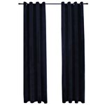 vidaXL Rideaux occultants avec anneaux 2 Pièces Velours Noir 140x225 cm