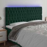vidaXL Tête de lit à LED Vert foncé 200x7x118/128 cm Velours