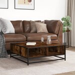 vidaXL Table basse chêne fumé 80x80x30 cm bois d'ingénierie et métal