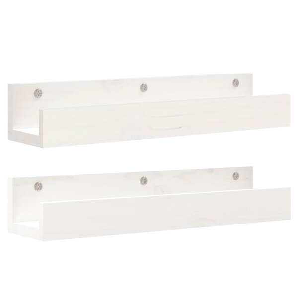 vidaXL Étagères murales 2 Pièces Blanc 50x12x9 cm Bois de pin massif