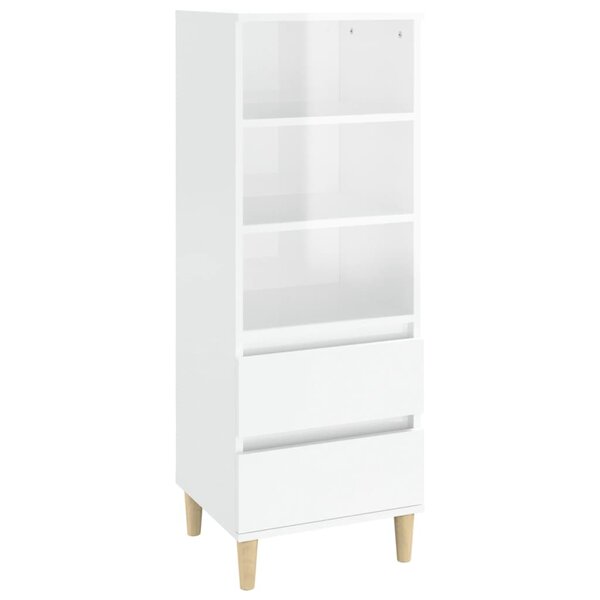 vidaXL Buffet haut Blanc brillant 40x36x110 cm Bois d'ingénierie