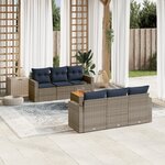 vidaXL Salon de jardin 7 Pièces avec coussins gris résine tressée