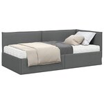 vidaXL Cadre de lit d'angle avec matelas 2 Pièces Gris Velours