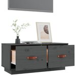 vidaXL Meuble TV Gris 80x34x35 cm Bois de pin massif