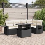vidaXL Salon de jardin 6 Pièces avec coussins noir résine tressée