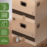 Pack and Move - Lot 60 cartons déménagement M - 60 x 40 x 30 cm - Poignées renforcées - 3 adhésifs offerts