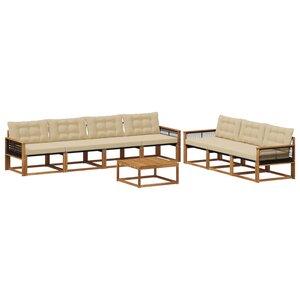 vidaXL Ensemble de canapés d'extérieur 8 Pièces Naturel et Beige