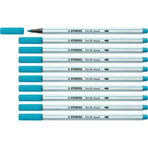 Feutre pinceau pen 68 brush  bleu clair x 10 stabilo
