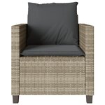 vidaXL Ensemble de bistro 3 Pièces et coussins gris clair résine tressée