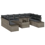 vidaXL Ensemble de canapé de jardin de 10 pièces avec coussins gris en poly rattan