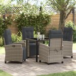 vidaXL Ensemble de jardin 5 pièces gris en rotin poly