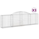 vidaXL Paniers à gabions arqués 3 Pièces 300x30x80/100 cm fer galvanisé