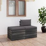 vidaXL Salon palette de jardin 2 Pièces avec coussins Bois de pin massif