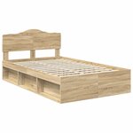 vidaXL Cadre de lit Chêne Sonoma 135 x 190 cm Bois de pin massif