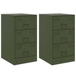 vidaXL Tables de chevet 2 Pièces vert olive 34 5x39x62 cm acier