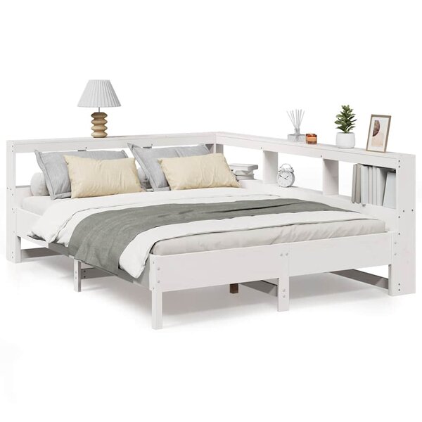 vidaXL Lit bibliothèque sans matelas blanc 135x190 cm bois pin massif