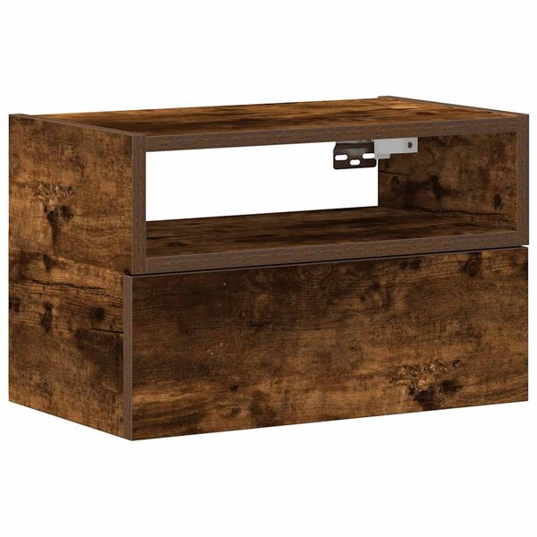 vidaXL Table de chevet murale chêne fumé 45x26x28 5 cm