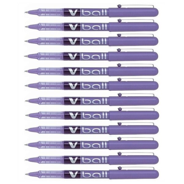 Stylo roller V Ball VB5 Encre liquide Pointe métal Fine Violet x 12 PILOT