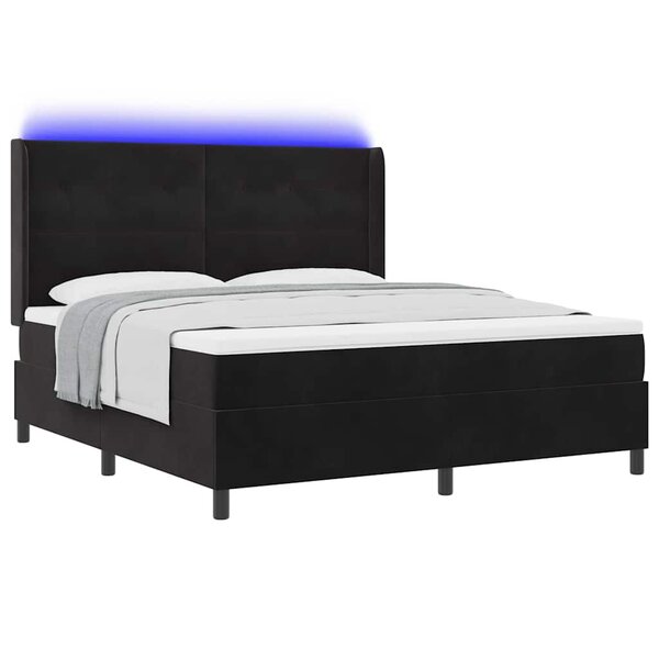 vidaXL Lit à ressorts avec matelas avec LED Noir 180 x 200 cm Velours