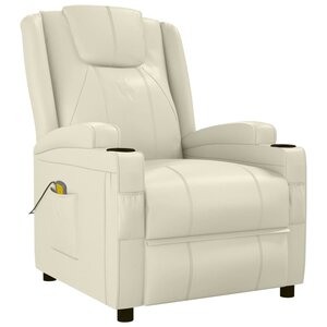 vidaXL Fauteuil de massage blanc crème similicuir