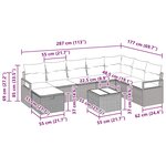 vidaXL Ensemble de Canapé de Jardin 9 Pièces avec Coussins en Rattan Poly Noir