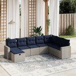 vidaXL Salon de jardin 8 Pièces avec coussins gris résine tressée