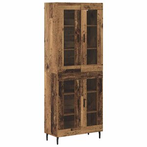 vidaXL Haut Armoire 2 Pièces Bois ancien Bois Aggloméré et Verre