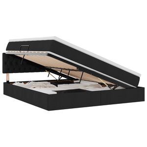 vidaXL Lit avec rangement et matelas avec matelas Noir 160 x 200 cm