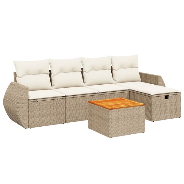 vidaXL Salon de jardin avec coussins 6 Pièces beige résine tressée