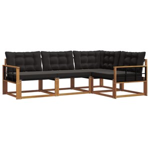 vidaXL Ensemble de canapés d'extérieur 4 pc Naturel et Noir