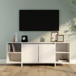 vidaXL Meuble TV blanc brillant 130x35x50 cm bois d'ingénierie