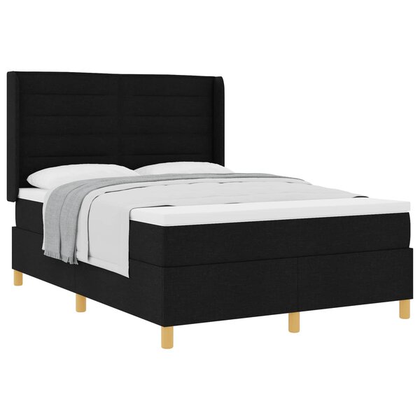 vidaXL Lit à ressorts avec matelas Noir 160 x 200 cm tissu