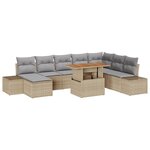 vidaXL Ensemble de canapé de jardin 9 pièces avec coussins Beige Rattan Poly