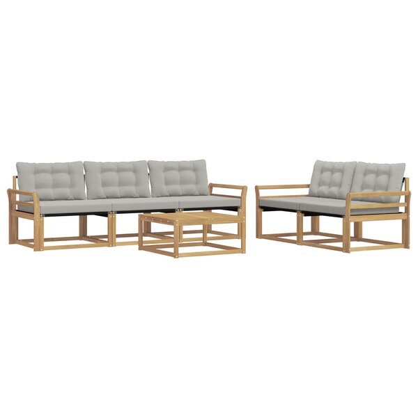 vidaXL Ensemble de canapés d'extérieur 6 Pièces Blanc et gris clair