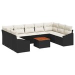 vidaXL Ensemble de salon de jardin de 10 pièces avec coussins en polyrotin noir et acacia