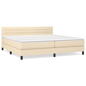 vidaXL Sommier à lattes de lit avec matelas Crème 200x200 cm Tissu