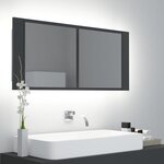 Vidaxl armoire de salle de bain à miroir led gris 100x12x45 acrylique