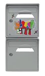 Pack de 2 boîtes aux lettres murales - "vache de coeur [vanluc]" - "gris souris"
